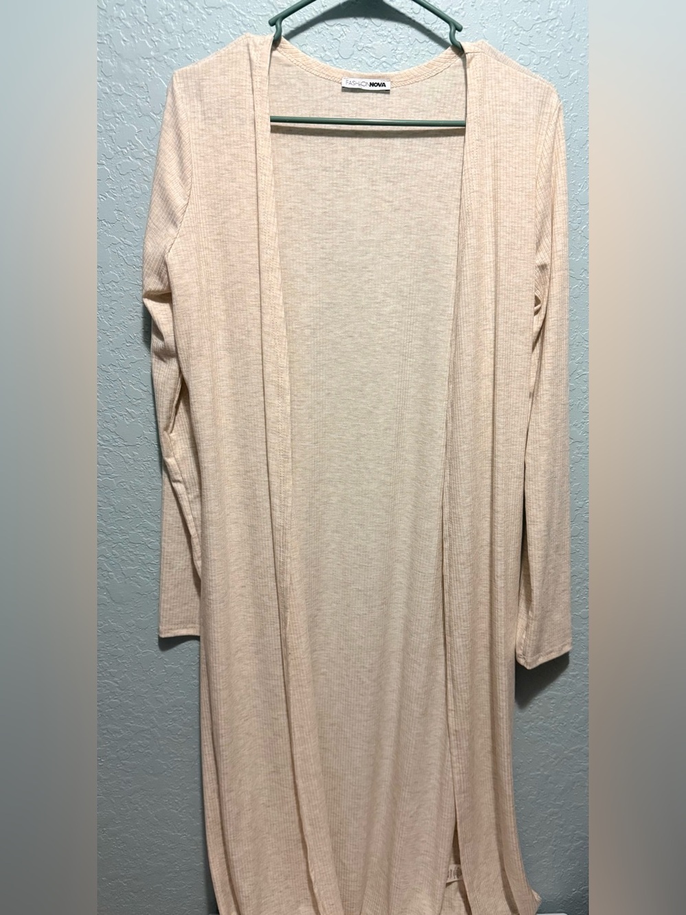 Fashion Nova Cream Open-Front Long Cardigan